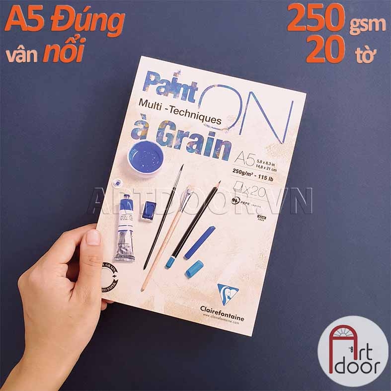 Sổ vẽ màu nước CLAIREFONTAINE Paint On Pad dạng sổ xé dày 250gsm (vân mịn/ nổi)