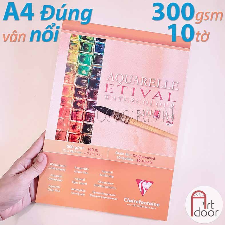 Sổ vẽ màu nước CLAIREFONTAINE Etival dày 200~300gsm (vân nổi Cold)