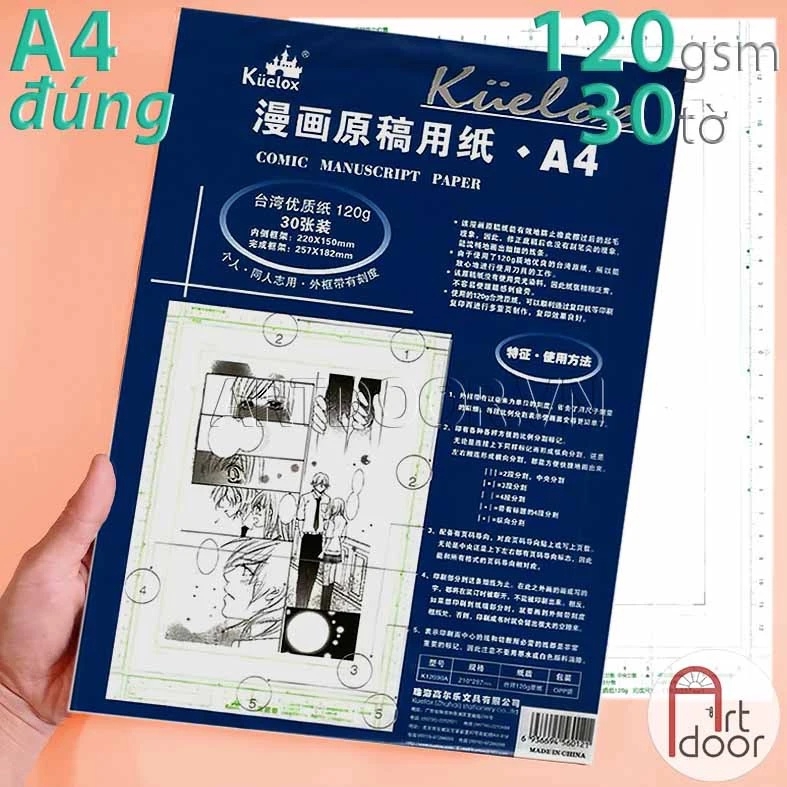 Giấy vẽ truyện tranh KUELOX Manga mỏng 120gsm (vân mịn) - A4 (30 tờ)