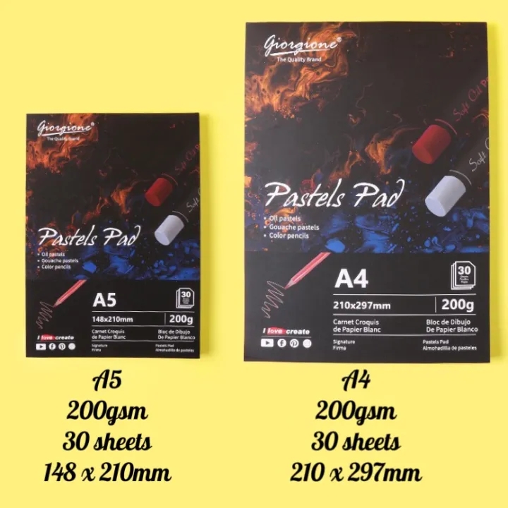 Sổ vẽ màu Sáp Dầu GIORGIONE Pastels Pad dạng sổ xé dày 200gsm (vân nổi Cold)