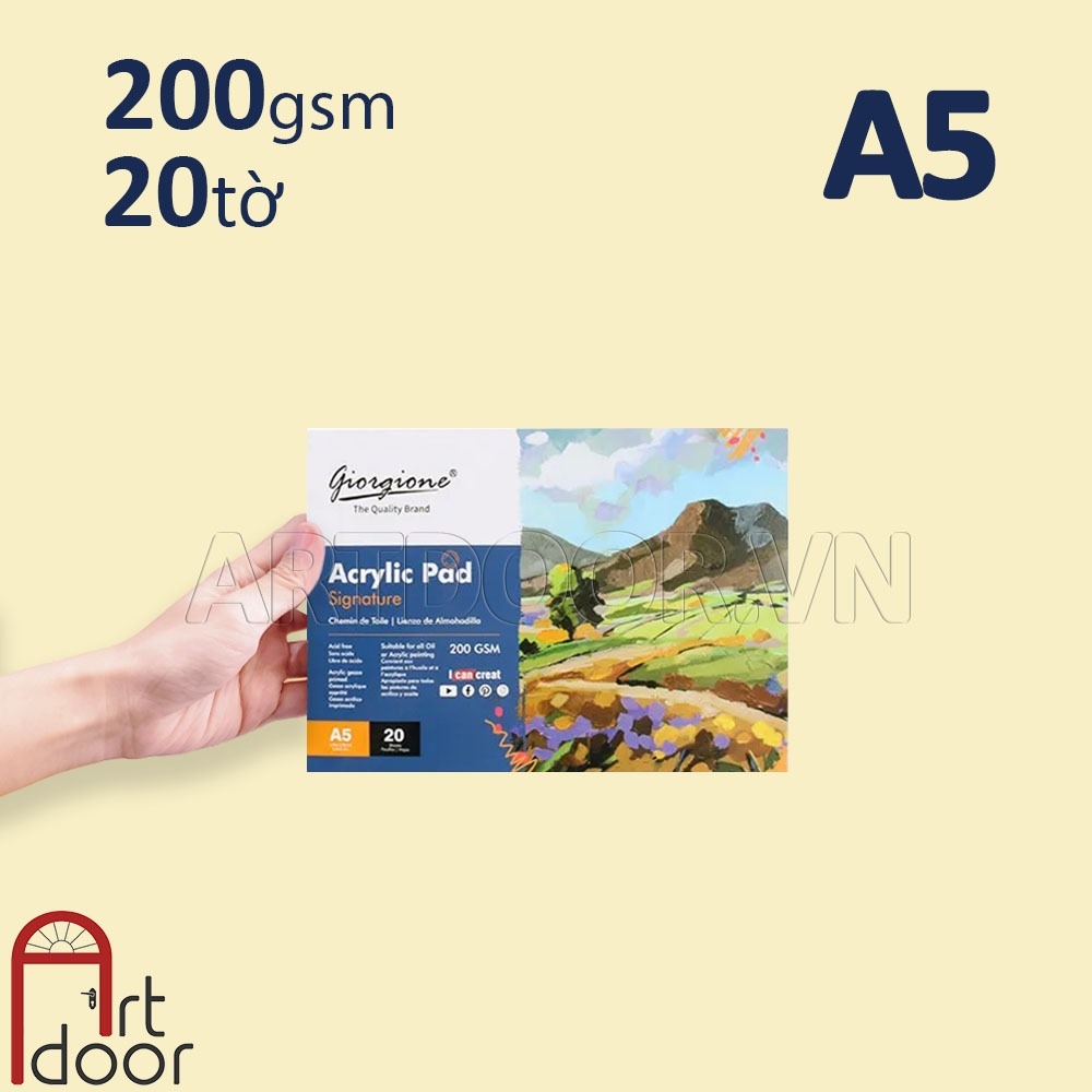 Sổ vẽ màu Acrylic GIORGIONE Pad dạng Xé dày 200gsm (vân nổi Cold) - [xả kho]