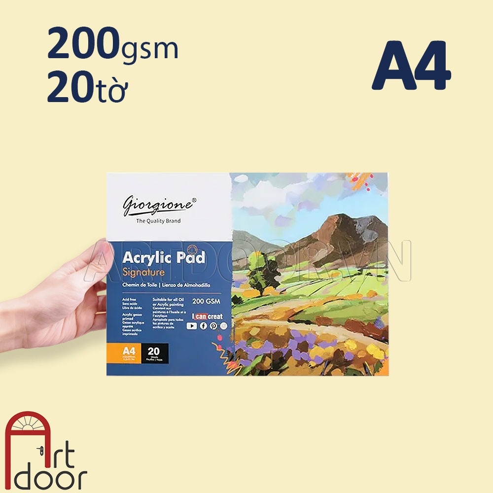 Sổ vẽ màu Acrylic GIORGIONE Pad dạng Xé dày 200gsm (vân nổi Cold) - [xả kho]