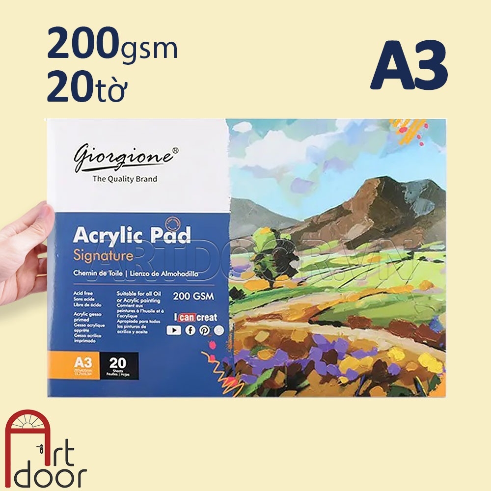 Sổ vẽ màu Acrylic GIORGIONE Pad dạng Xé dày 200gsm (vân nổi Cold)