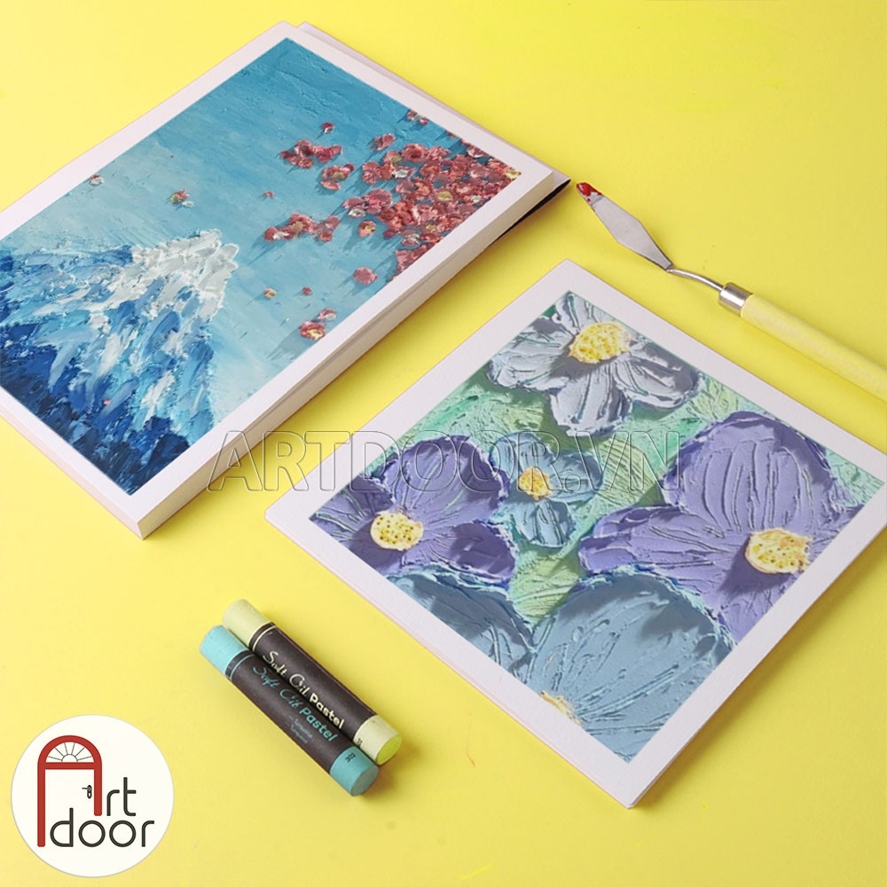 Sổ vẽ màu Sáp Dầu GIORGION Pastels Pad dạng sổ xé dày 200gsm (vân nổi Cold)