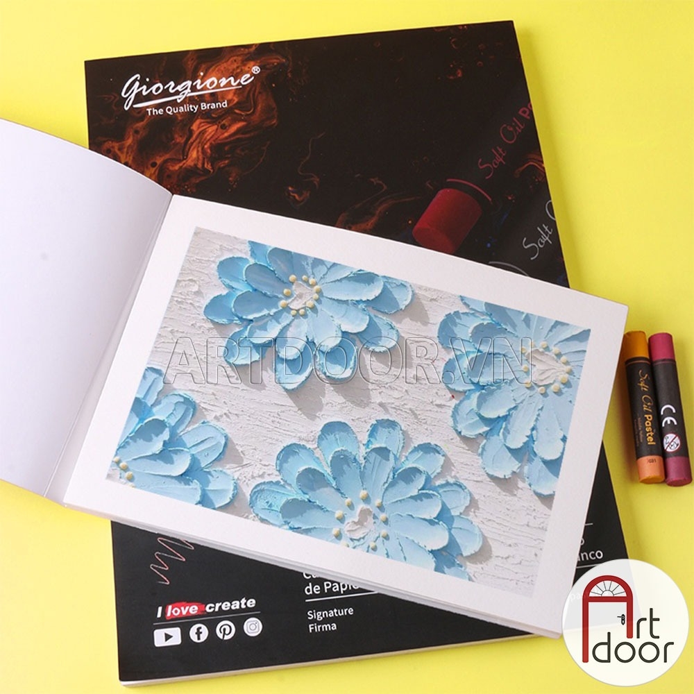 Sổ vẽ màu Sáp Dầu GIORGIONE Pastels Pad dạng sổ xé dày 200gsm (vân nổi Cold)