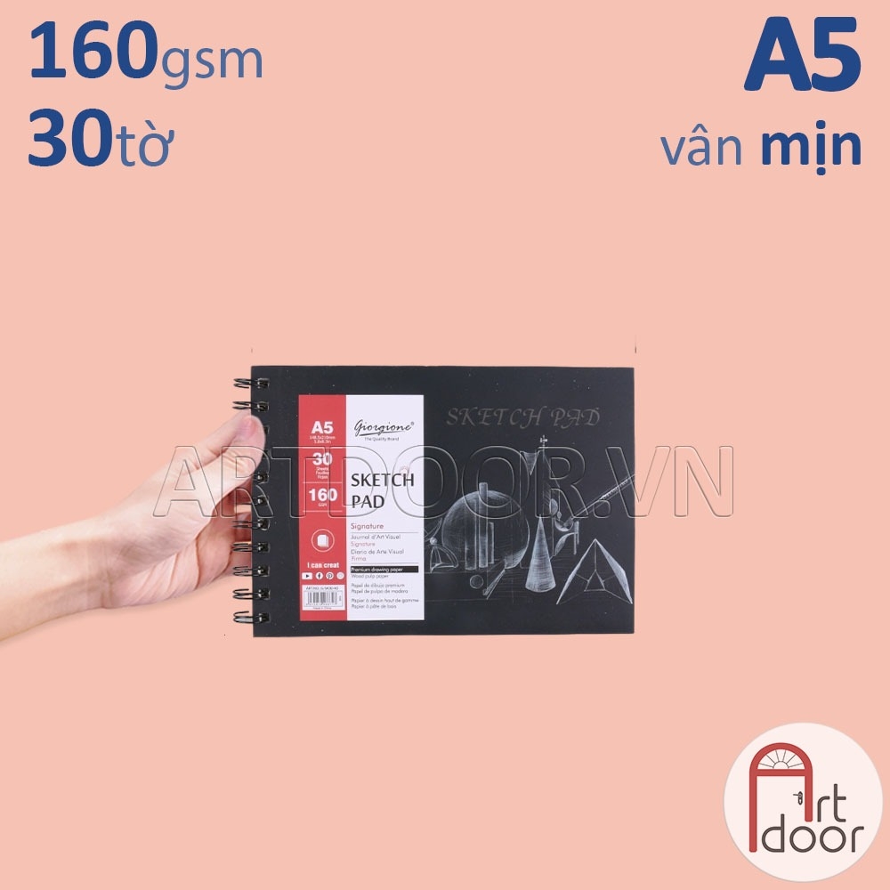 Sổ vẽ chì GIORGIONE Sketch giấy Ngà mỏng 160gsm (vân mịn)