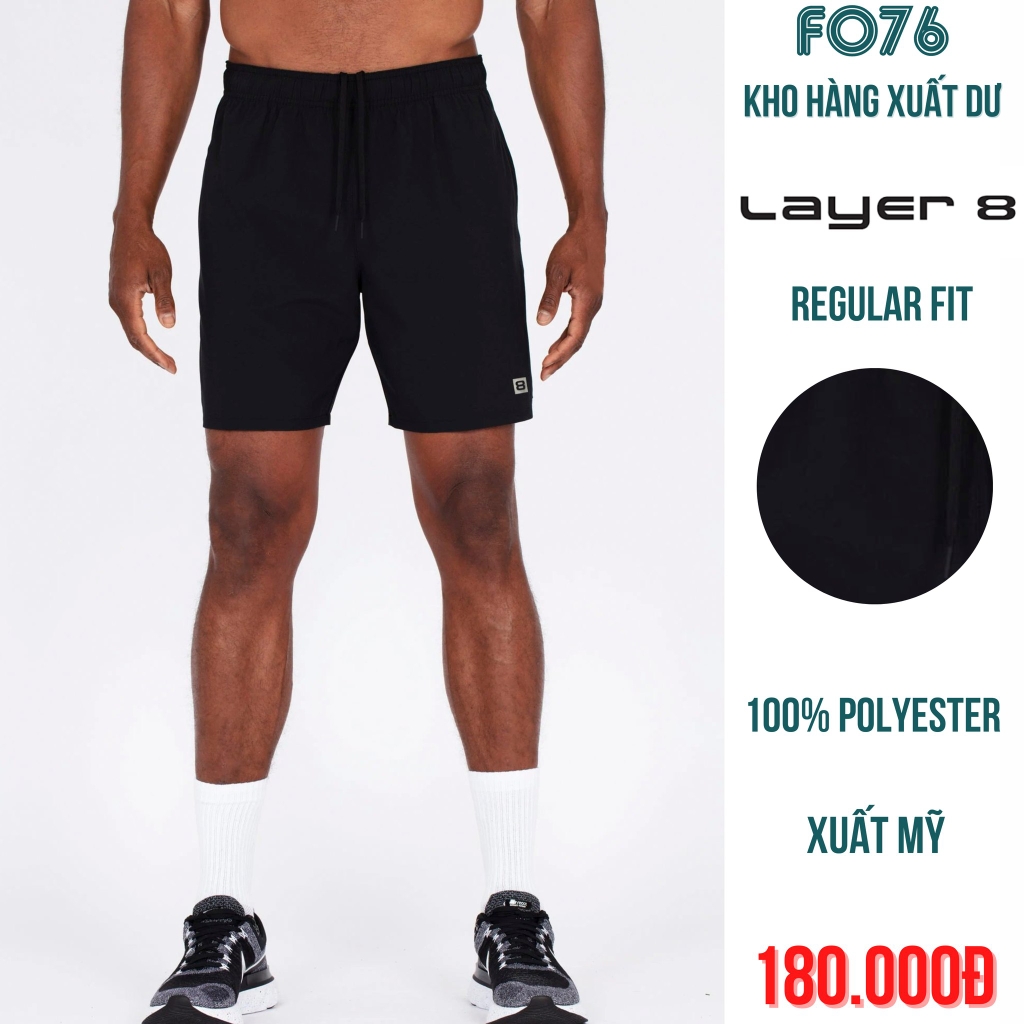 LAYER 8 QUẦN SHORT NAM REGULAR FIT MÀU ĐEN RN70892 FO76 Kho