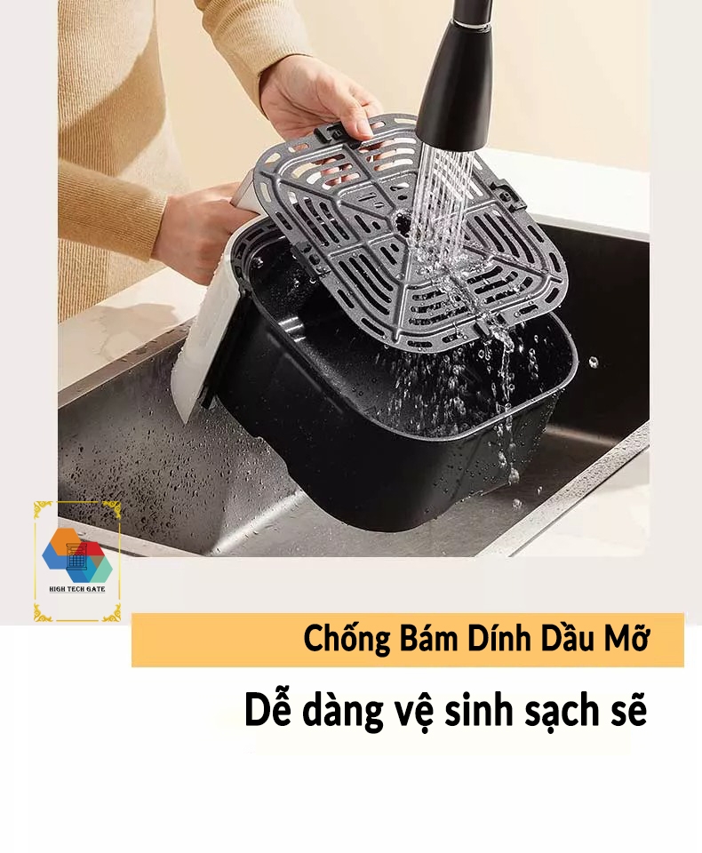Nồi chiên không dầu Airbot AF480 dung tích 4.8L, công nghệ gió xoáy 360º 3D turbo, chống dính, tự động bật/tắt an toàn