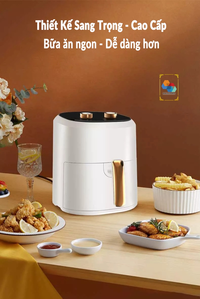Nồi chiên không dầu Airbot AF480 dung tích 4.8L, công nghệ gió xoáy 360º 3D turbo, chống dính, tự động bật/tắt an toàn