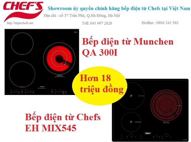 Hơn 18 triệu, mua bếp điện từ munchen qa 300i hay bếp điện từ Chefs eh mix545