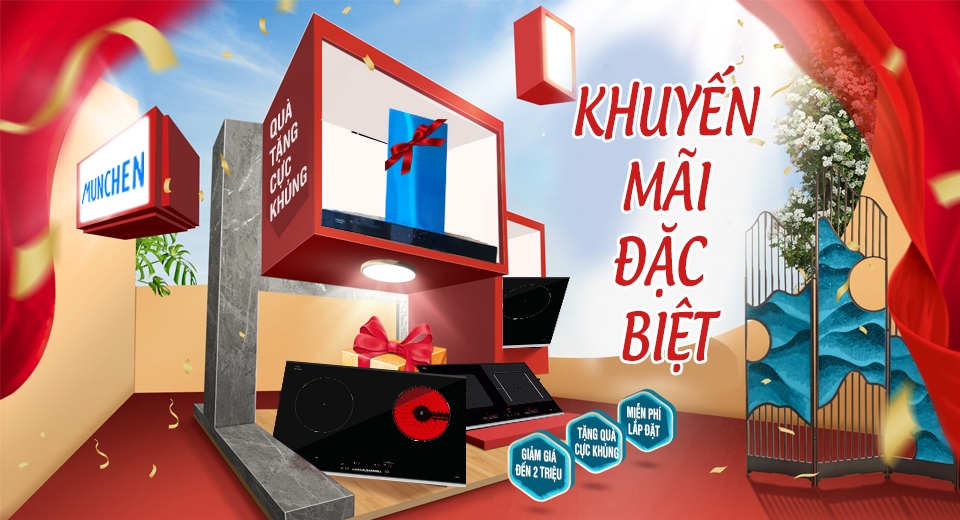 Mua bếp Munchen tặng kèm máy hút mùi Munchen trị giá 6.900.000đ