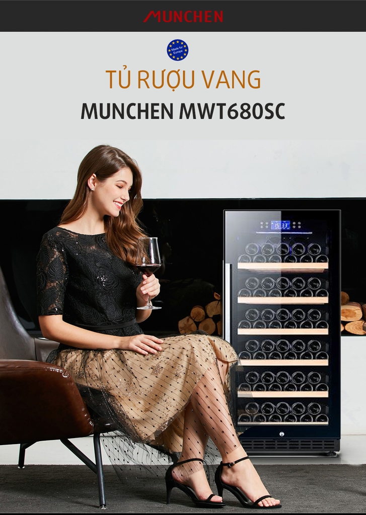 Đánh giá chi tiết tủ rượu vang Munchen MWT680SC: Dung tích đến 133 chai, kiểu dáng đẹp