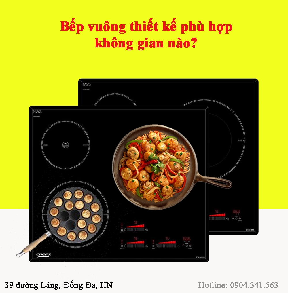 Bếp vuông thiết kế phù hợp với không gian nào?