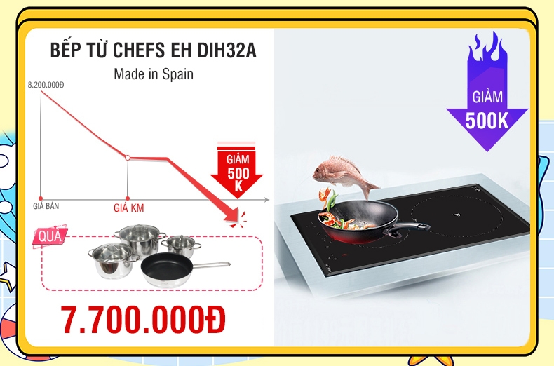 Chefs EH DIH32A giá đã rẻ lại còn được tặng thêm quà, thế này quá ngon rồi