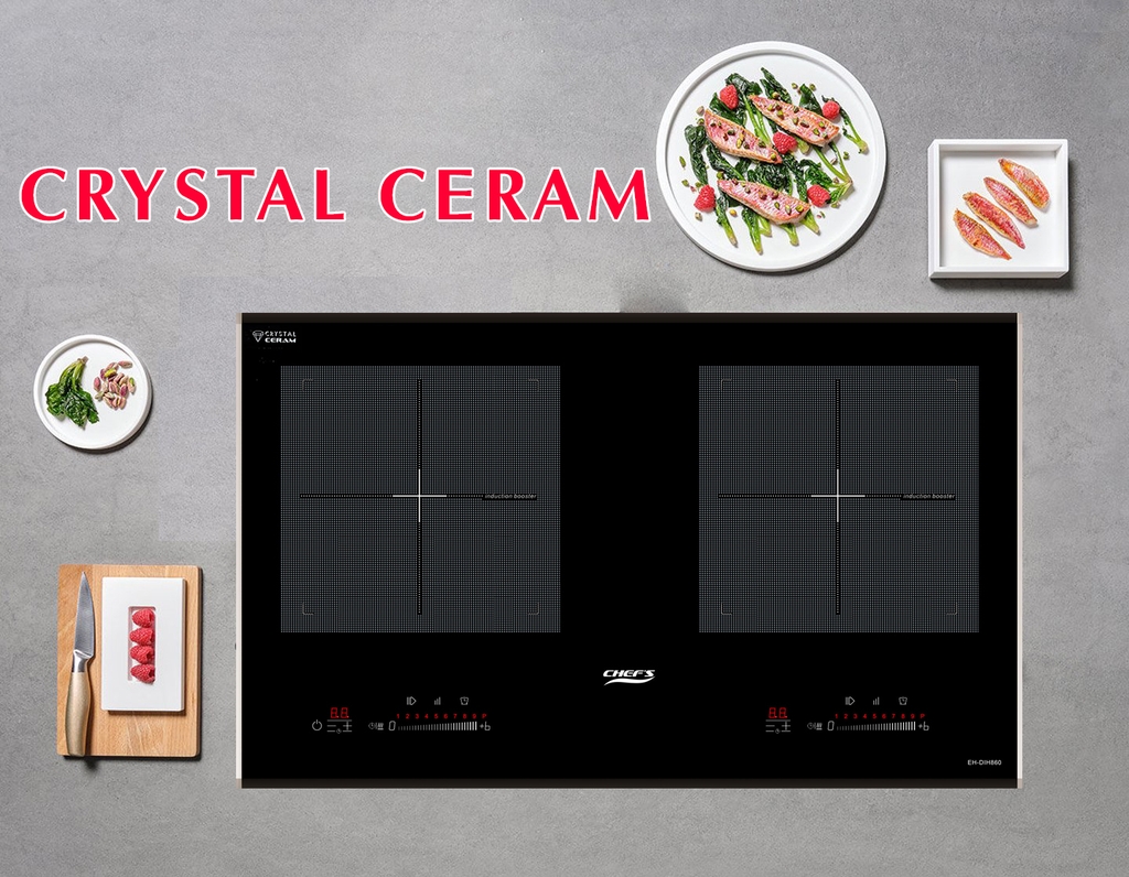 Tại sao mẫu bếp từ Chefs EH DIH860 nhập khẩu Tây Ban Nha lại sử dụng mặt kính Crystal Ceram
