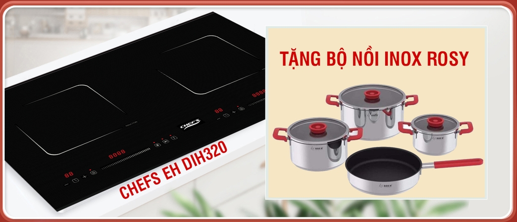 Mua bếp Chefs DIH320 tặng kèm bộ nồi trị giá 1.7 triệu siêu đẹp