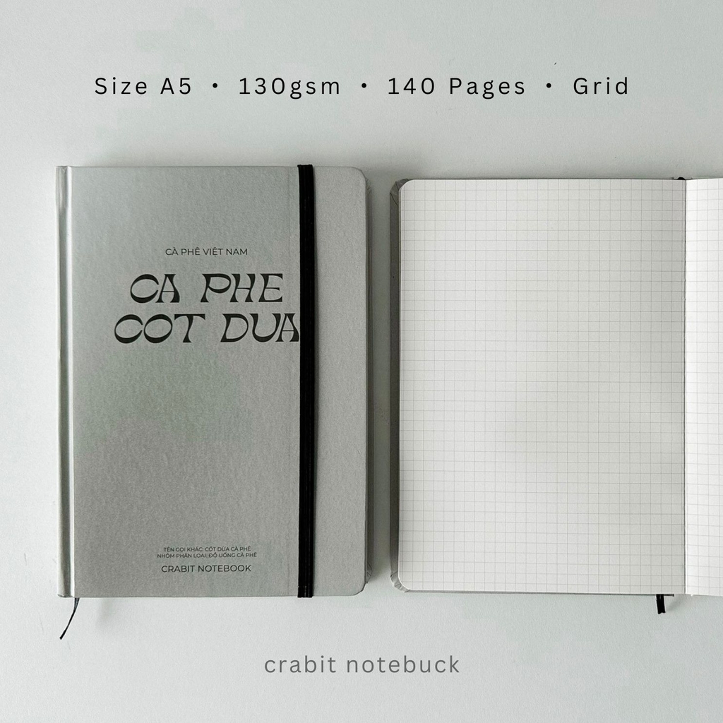 Sổ grid A5 130gsm - Cà phê Cốt dừa Crabit Notebuck