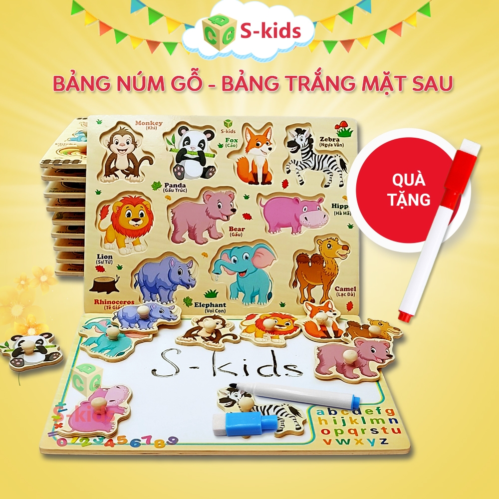 Bảng ghép hình núm gỗ
