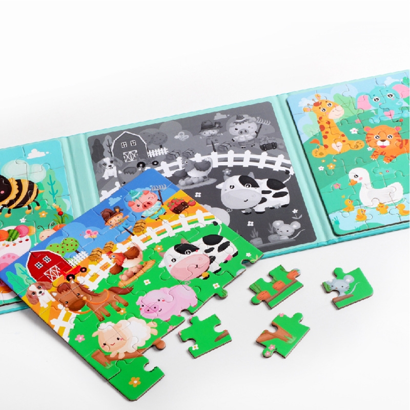 Đồ chơi xếp hình S-kids, Bộ sách puzzle ghép nam châm thông minh với 3 cấp độ cho bé thử thách