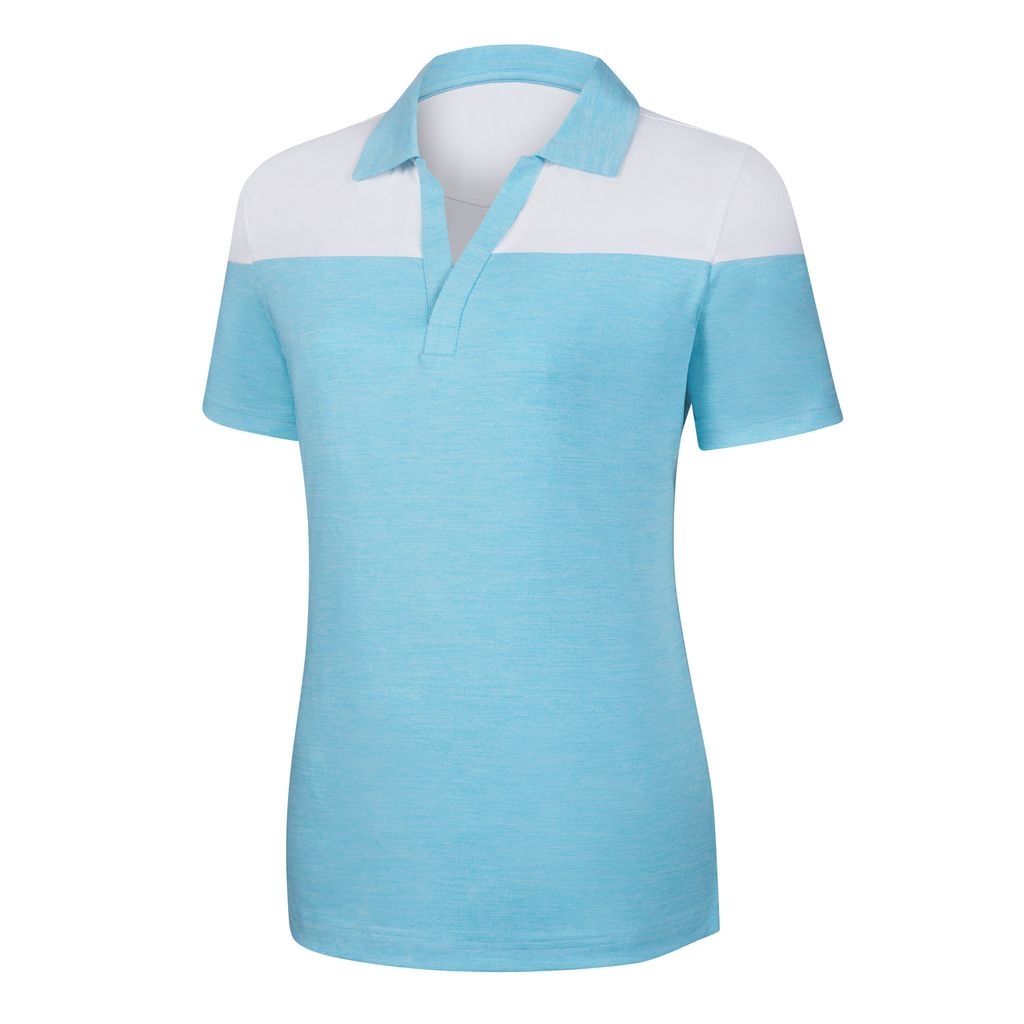 Áo golf nữ FJ Lisle V-Neck Short Sleeve Shirt with Pieced Top Sky Space Dye w.White 95247 (A134)