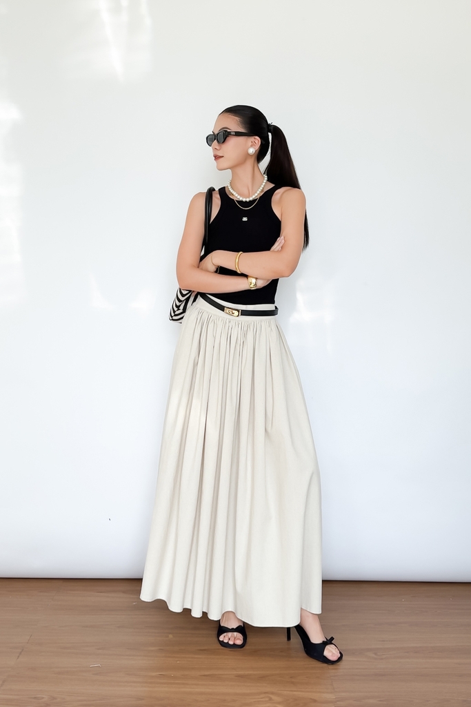 Jacquine Maxi Linen Skirt