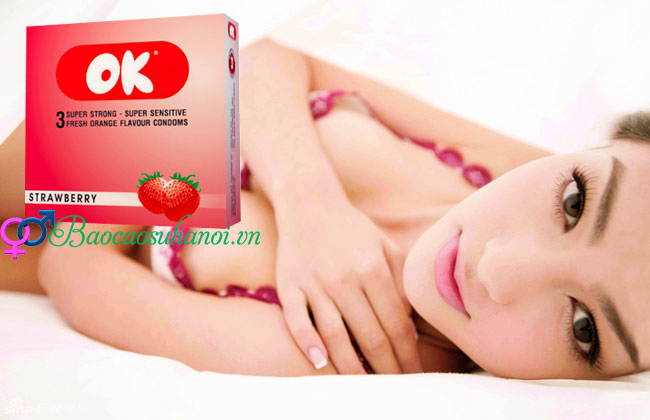 BAO CAO SU OK HƯƠNG DÂU QUYẾN RŨ GIÁ RẺ NHẤT Bao Cao Su Ok Hương Dâu Quyến Rũ Giá Rẻ Nhất