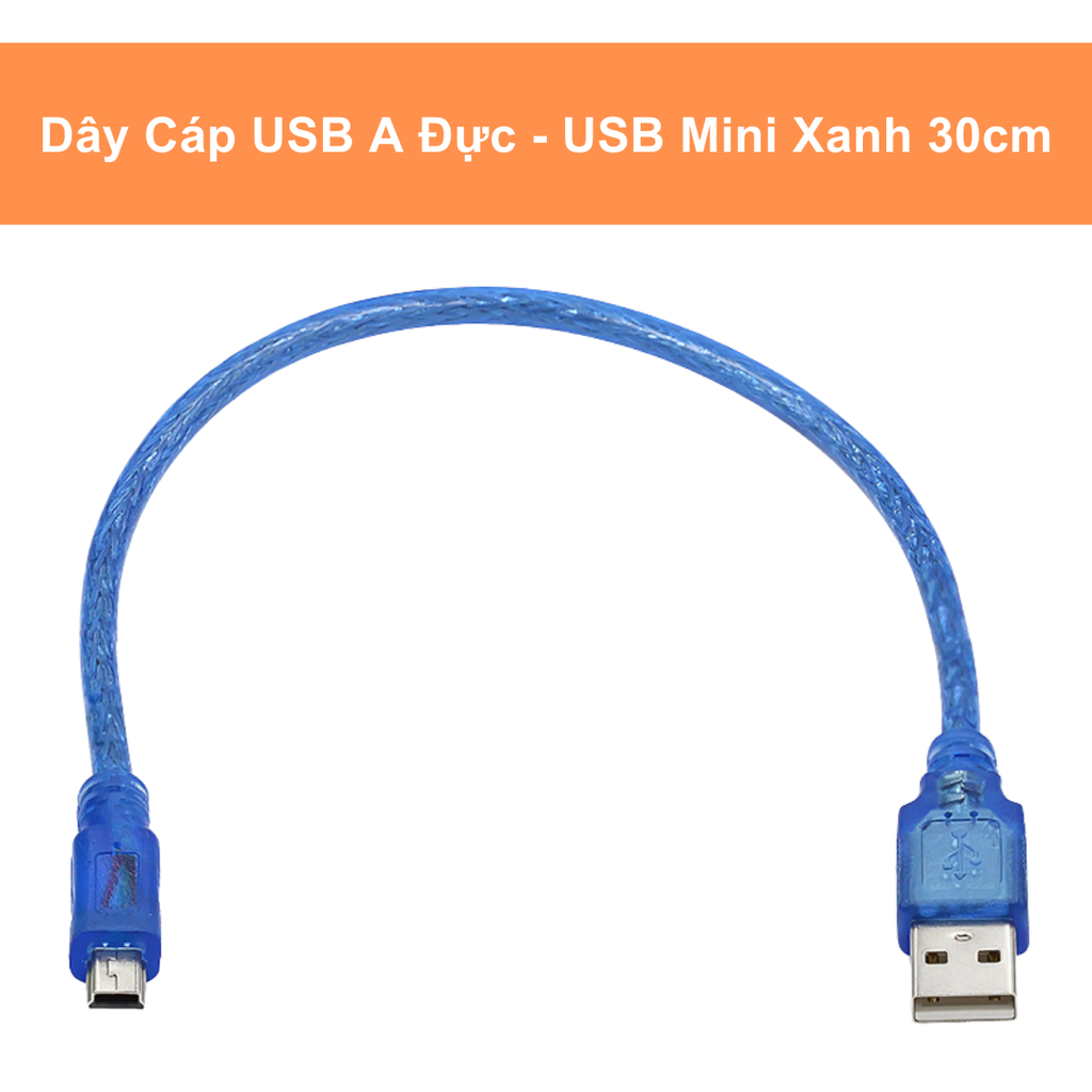 Dây cáp USB type A xanh dương 30cm cổng usb B, mini, micro, type c ...