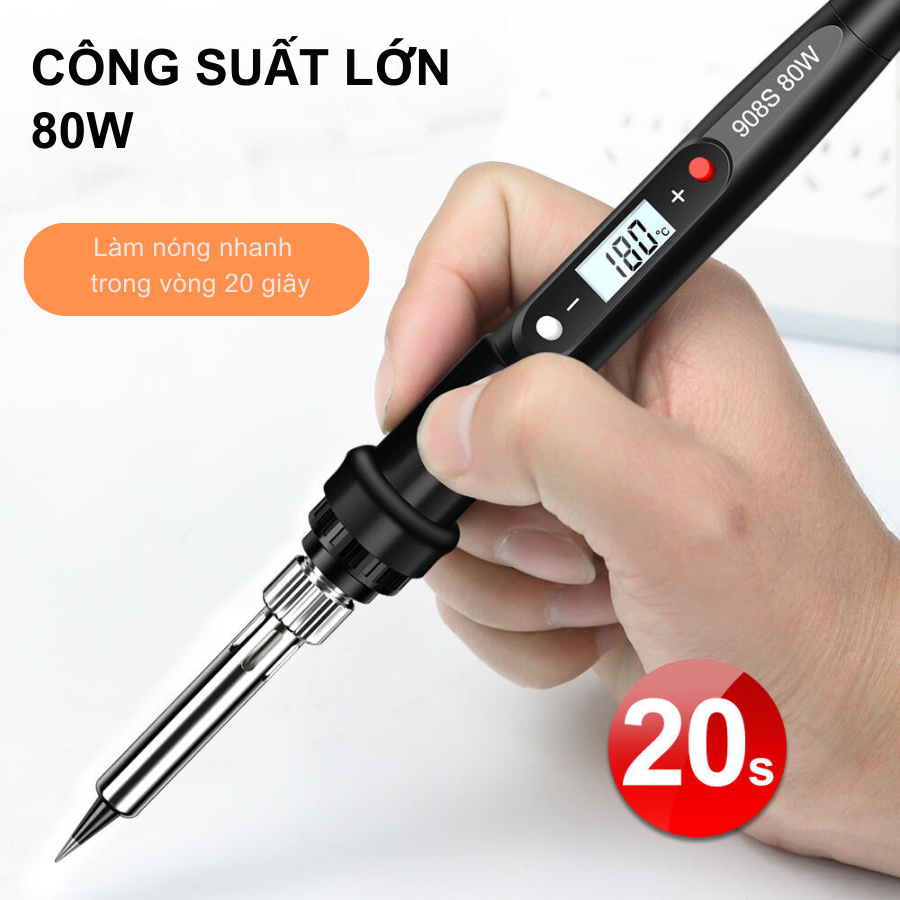 Mỏ hàn thiếc, tay hàn điều chỉnh nhiệt độ 908S 220V 80W | Linh Kiện ...