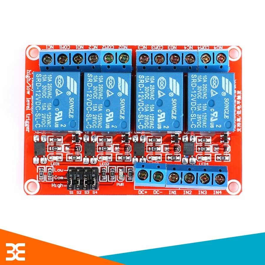 Module Relay 12VDC 4 Kênh H/L Chất Lượng- Linh Kiện Điện Tử 3M