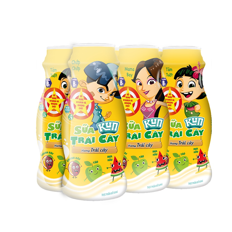 Thùng 48 chai x 85ml sữa KUN hương trái cây nhiệt đới.