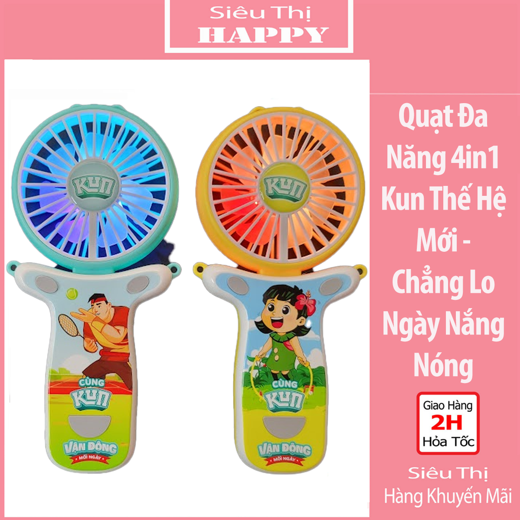 Quạt Đa Năng 4in1 Kun Thế Hệ Mới  - QUÀ TẶNG SỮA KUN