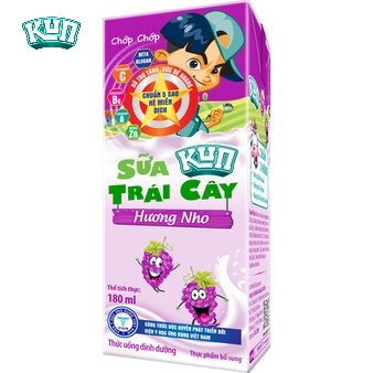 Thùng 48 hộp x 180ml Kun sữa trái cây hương cam/nho/nhiệt đới.