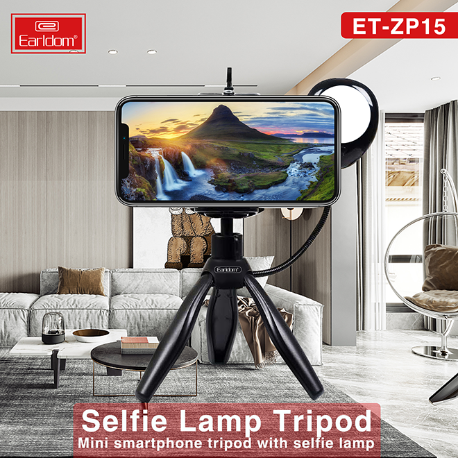 Tripod Kèm Đèn Hỗ Trợ Selfie Earldom ZP-15