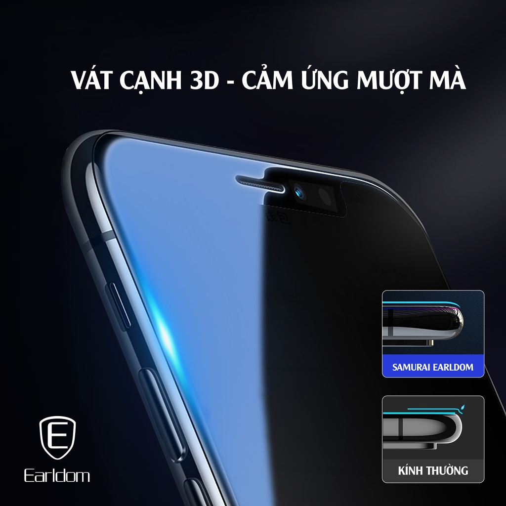 KÍNH CƯỜNG LỰC CHỐNG CẬN THỊ SAMURAI CAO CẤP CHÍNH HÃNG EARLDOM CHO IPHONE