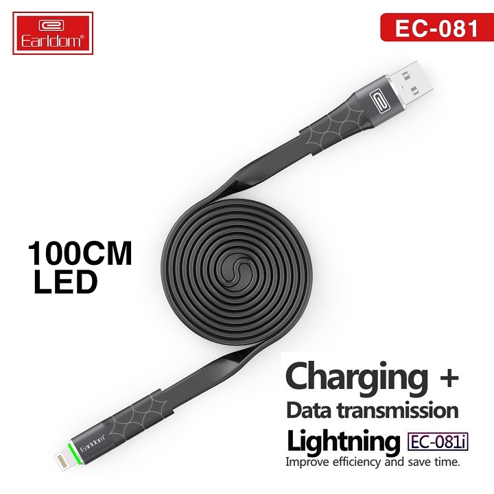 Cáp Sạc Nhanh 3A Có Đèn LED Earldom EC-081 LIGHTNING/ TYPE C