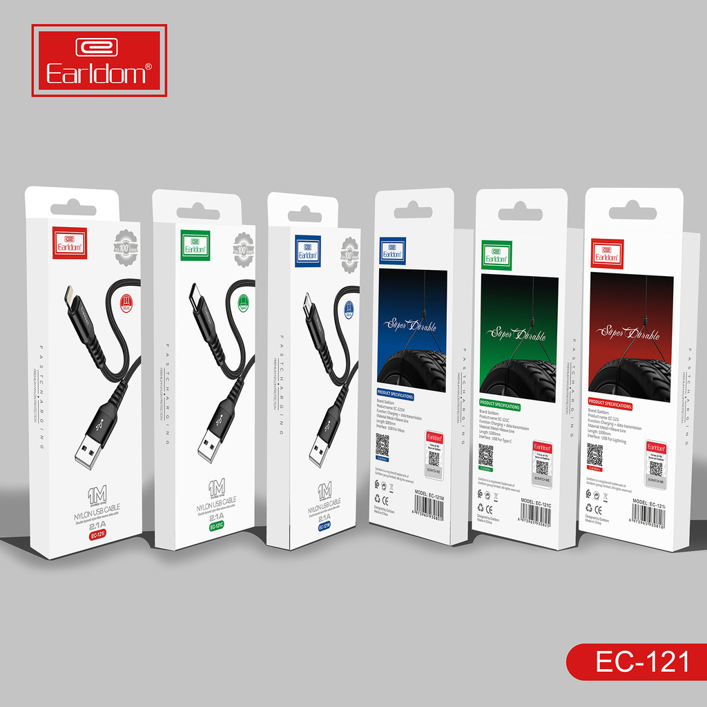 Cáp Bọc Dù 1M Earldom EC - 121 LIGHTNING/ TYPE C
