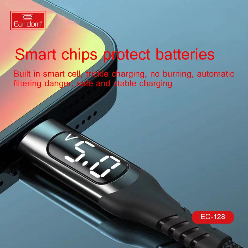 Cáp Sạc Hiển Thị Thông Số Trên Màn Hình LED Earldom EC – 128 LIGHTNING/ TYPE C
