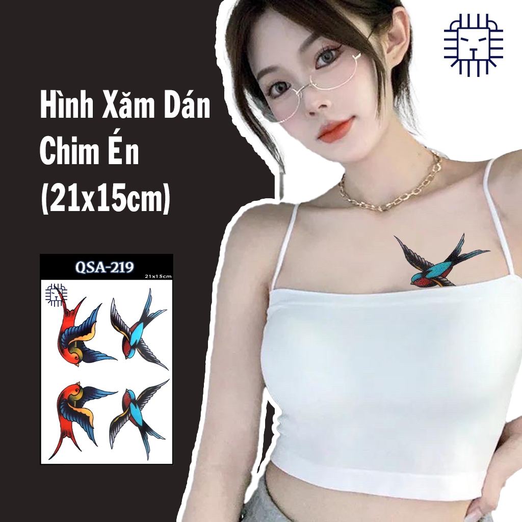 Hình Xăm Dán Tạm Thời Chim Én (21x15cm) Leo Shop