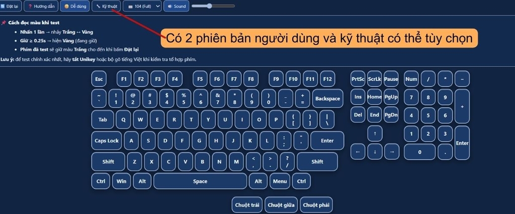 Test bàn phím laptop online - kiểm tra phím liệt và lỗi double