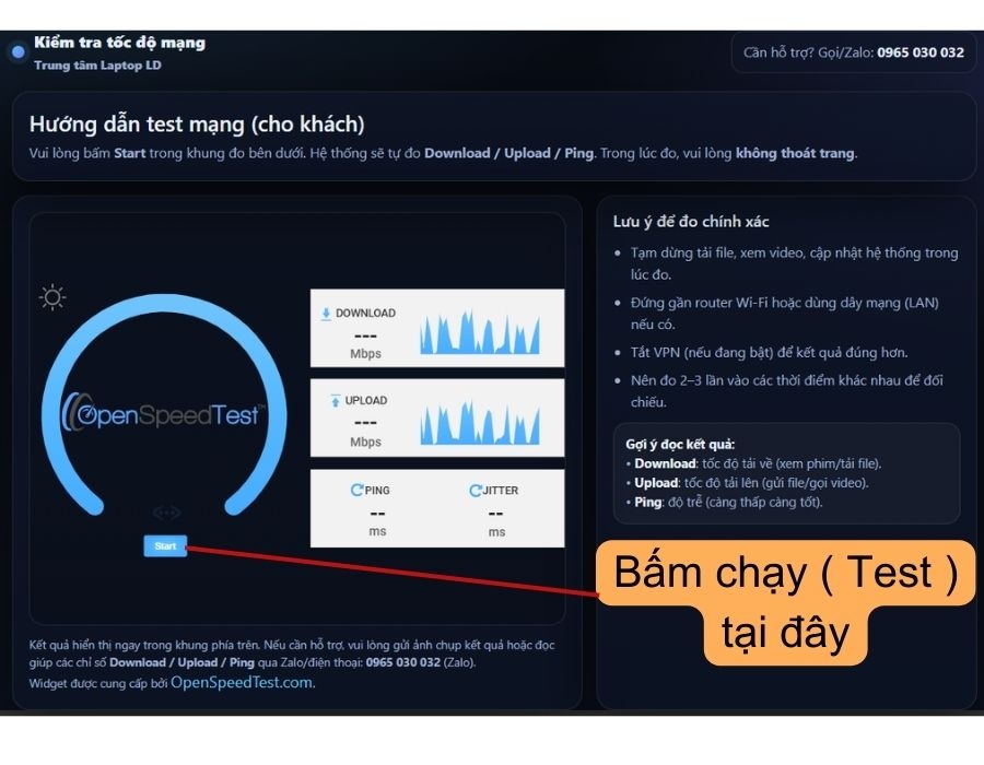 Test mạng laptop online - kiểm tra tốc độ internet ping download upload