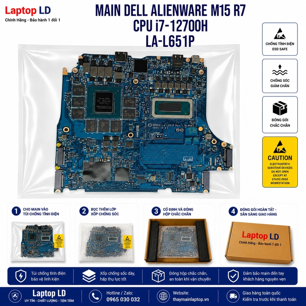 Main Dell Alienware M15 R7 | CPU i7-12700H | LA-L651P