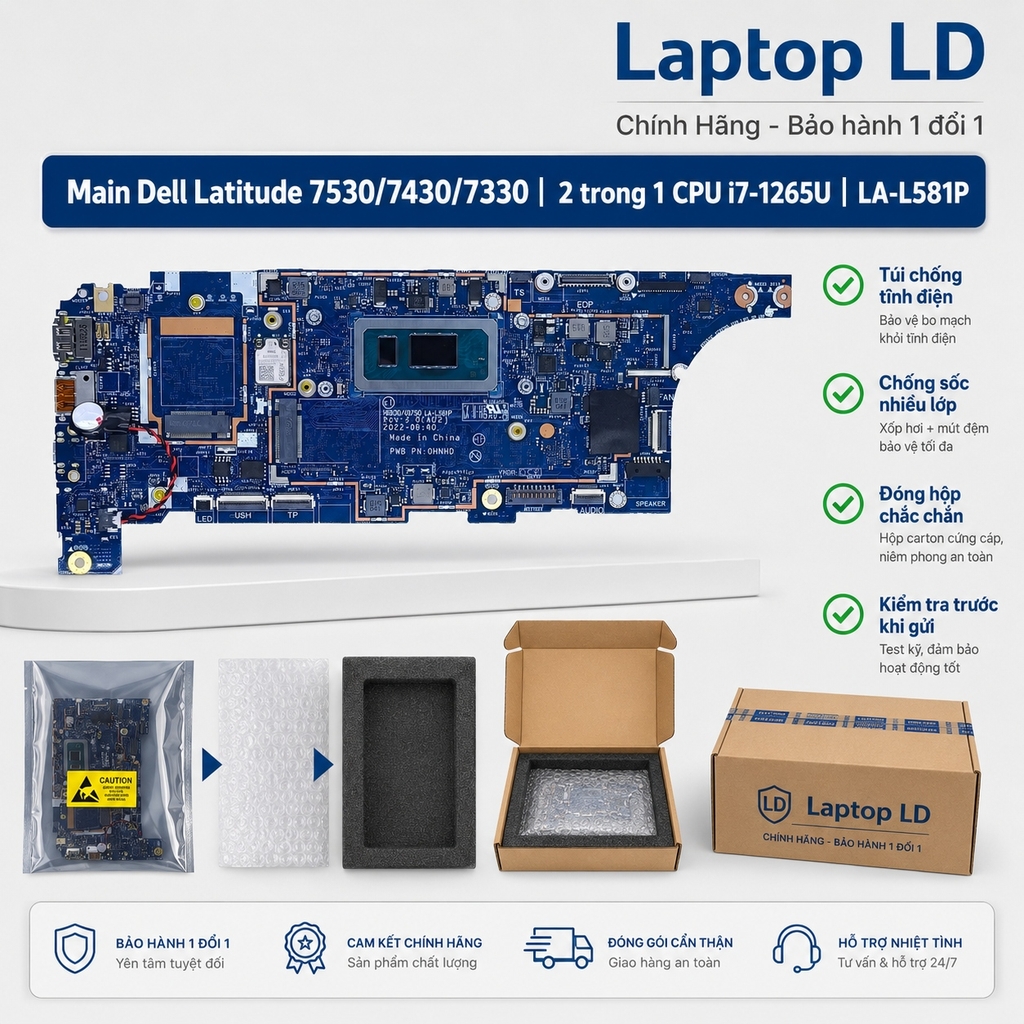 Main Dell Latitude 7530/7430/7330 | CPU I7-1265U | LA-L581P