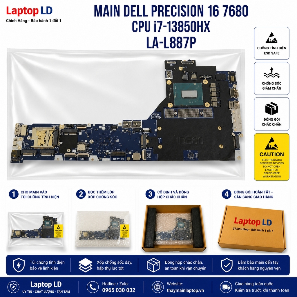 Main Dell Precision 16 7680 | CPU i7-13850HX | LA-L887P