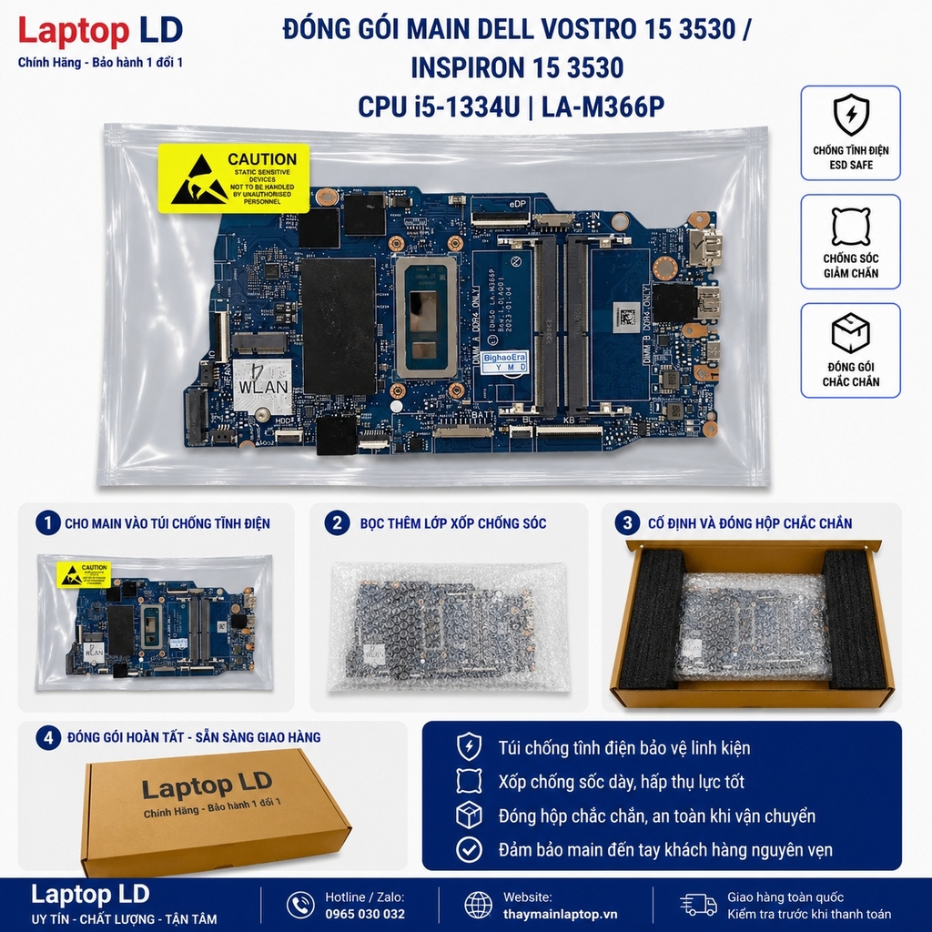 Main Dell Vostro 15 3530 / Inspiron 15 3530 | CPU i5-1334U | LA-M366P
