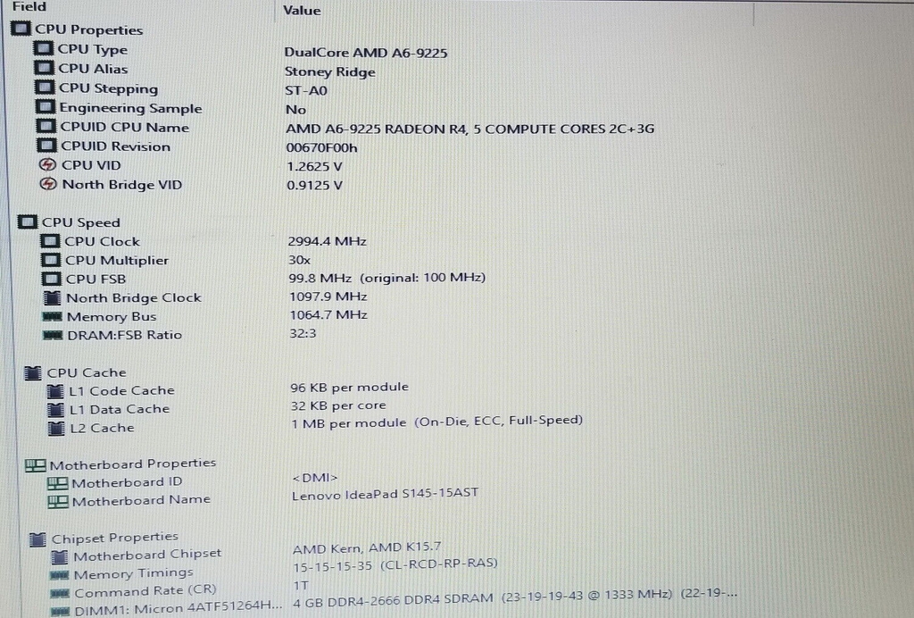 Main Lenovo IdeaPad S145-15AST A6-9225 2.60Ghz