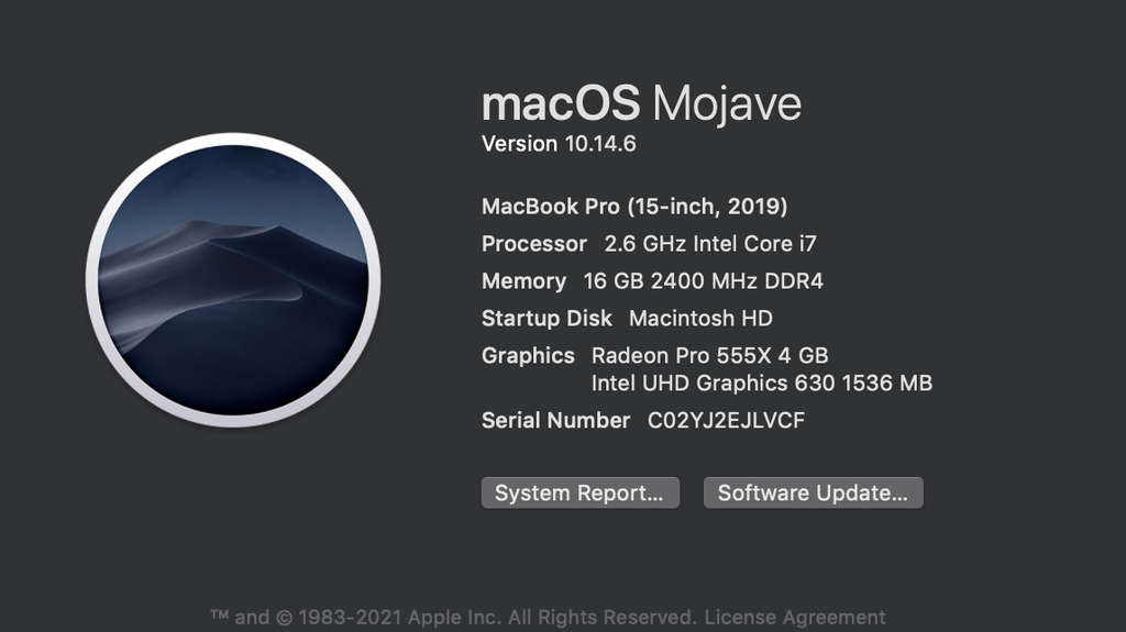 Main MacBook Pro 15 A1990 2019 CPU i7 2.6ghz 16GB 256GB 820-01814-A