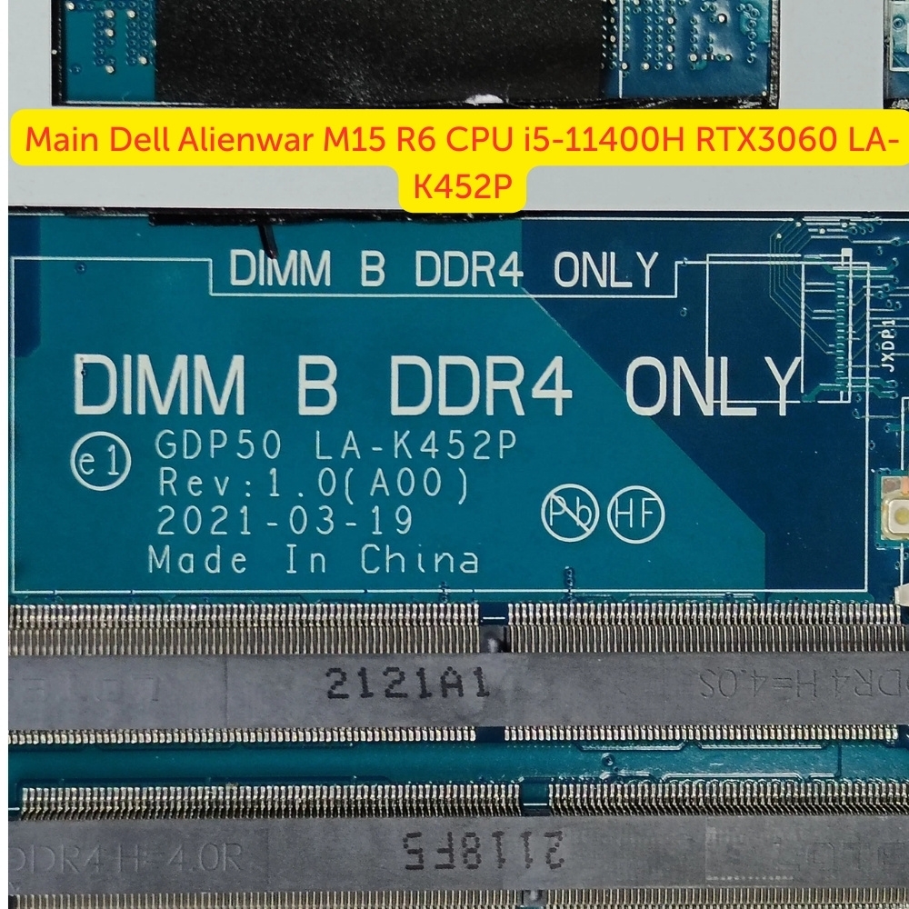 Main Dell Alienwar M15 R6 CPU i5-11400H RTX3060 LA-K452P