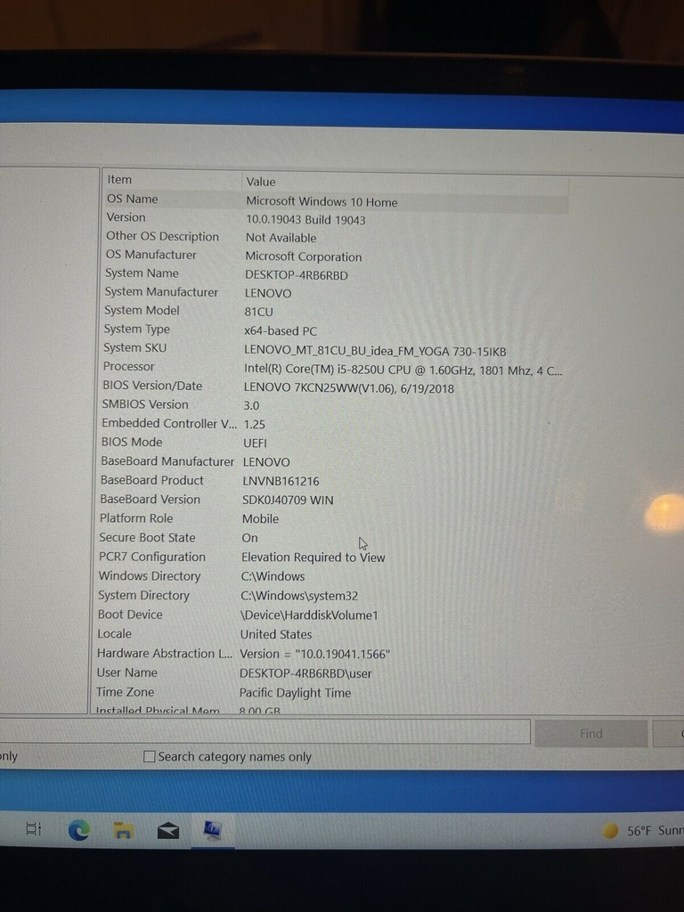 Main Lenovo Yoga 730-15iKB CPU i5-8250u 1.60ghz 8gb