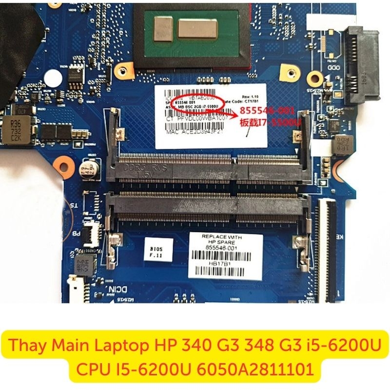 Thay Main Laptop HP 340 G3 348 G3 i5-6200U 6050A2811101
