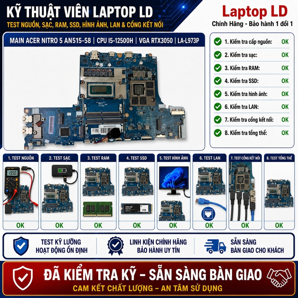 Main Acer Nitro 5 AN515-58 | CPU i5-12500H VGA RTX3050 LA-L973P